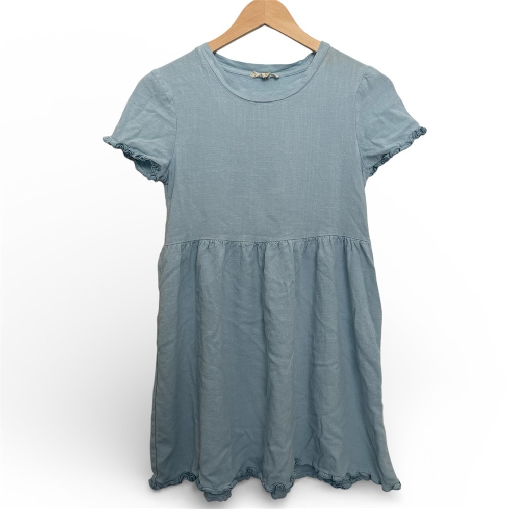 L.A. Hearts PacSun Dress XS Extra Small Blue Babydoll Lettuce Edge Short Sleeve
